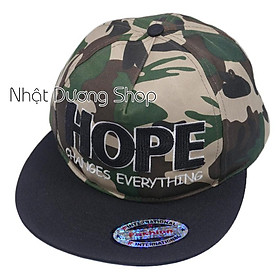 Nón Hiphop Snapback sọc lính thêu chữ Hope - Sọc lính chất liệu vải cao cấp