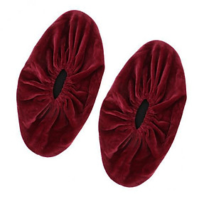 2x Velvet Shoe Covers Anti-Slip Household Overshoes with Sole for Age 3-12 Kids