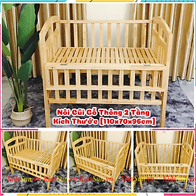 Giường Cũi Gỗ Thông Nhà Máy Màu Gỗ Tự Nhiên Kích Thước 110 x 70 x 96 tặng kèm 4 bánh xe có khóa