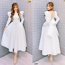 Đầm xoè tay dài hở lưng phối nơ TRIPBLE T DRESS - MS286V - Size M/L