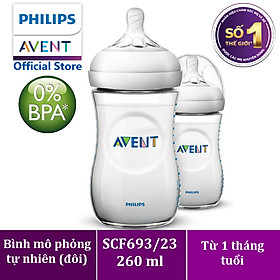 Bộ 2 Bình sữa mô phỏng tự nhiên hiệu Philips Avent (260ml) cho trẻ từ 1 tháng tuổi 693.23