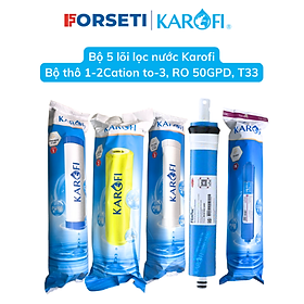 Mua Bộ 5 lõi lọc nước Karofi gồm bộ lọc thô 12 Cation to 3  màng RO 50 US và lõi chức năng T33 dành cho máy lọc nước Karofi - Hàng chính hãng