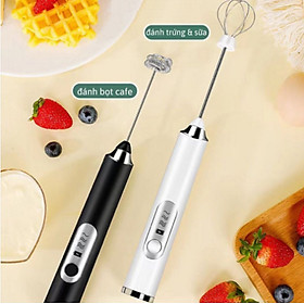 Mua Máy tạo bọt sữa  đánh trứng có cổng sạc USB 2 đầu loại đầu khuấy cafe và đánh trứng (làm cà phê bọt)