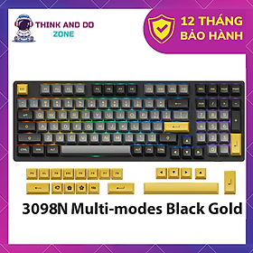 Bàn phím cơ AKKO 3098N Multi-modes Black Gold (Bluetooth 5.0 / Wireless 2.4Ghz / Hotswap / Foam tiêu âm / Foam đáy / TTC switch) - Hàng Chính Hãng 