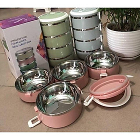 Mua Cặp lồng cơm lúa mạch 4 tầng to rộng tương đương 2800ml (Hộp cơm 4 tầng lúa mạch lõi inox)