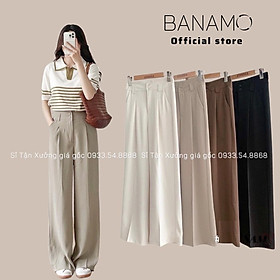 Quần ống suông đỉa bản to chất siêu đẹp thời trang Banamo Fashion sớ suông đỉa to 973