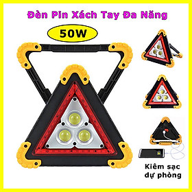 Mua Đèn pin xách tay siêu sáng đa năng kiêm sạc dự phòng  đèn công trường cỡ đại 50W chống nước IP65  sử dụng pin 18650 hoặc pin AA  đèn bão đa năng led 2 màu