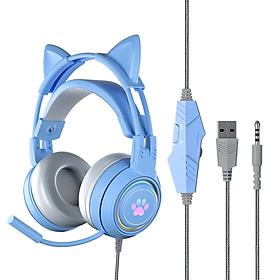 Mua Tai nghe gaming SY-G25 với thiết kế tai mèo cực kì dễ thương có đèn led RGB dành cho game thủ
