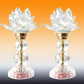Mua Đèn thờ đèn pha lê sáng đổi 7 màu_Đèn 2 cục bông to cao 26cm