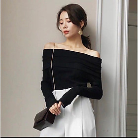 Áo Thun Bệt Vai 2 Lớp Thun gân Co Giãn 4 chiều ôm body sang chảnh
