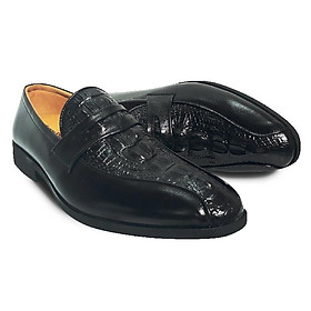 Giày tây da bò thật, giày công sở giày da bò dập vân cá sấu chuẩn giày da Việt xuất xịn - HS047