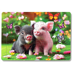 Xếp hình Tia Sáng Đôi bạn heo (48 Mảnh Ghép)