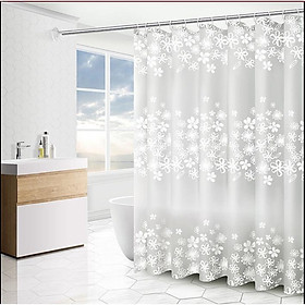 Mua Rèm Cửa Nhà Tắm hoa trắng xinh kèm móc - loại 1m8 x1.8m