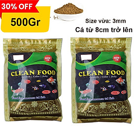 2 Gói Thức Ăn Cá Cảnh, cám Cá Koi hạt nhỡ 3mm (Cho cá size 8cm trở lên) - Nhanh lên size, lên màu, tăng cường sức đề kháng 500Gr