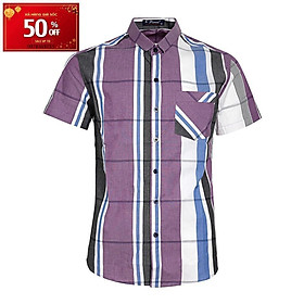 Áo Sơ Mi Nam Sọc Caro Ngắn Tay PS56
