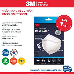 Khẩu Trang 3M KN95 9513 | 3M KF94 9013 Đạt Chuẩn FDA Lọc >95% Bụi Mịn PM2.5 Nhập Khẩu Hàn Quốc - Hàng Chính Hãng 3M - Khẩu Trang Y Tế Chuẩn 3D Mask, Thiết Kế Thoải Mái Khi Đeo