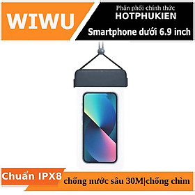 Túi chống nước waterproof cao cấp cho điện thoại 6.9 inch trở xuống chuẩn chống nước IPx8 hiệu WIWU Aqua không ảnh hưởng chất lượng ảnh chụp quay video - hàng nhập khẩu - Đen