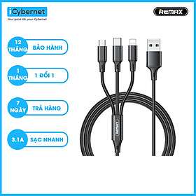 Mua Cáp sạc nhanh 3 trong 1 Remax RC-189th  sạc nhanh 3.1A chiều dài 1 2m dây bọc dù siêu bền - Hàng chính hãng