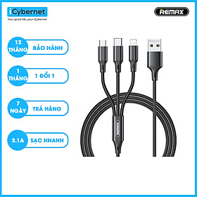 Cáp sạc nhanh 3 trong 1 Remax RC-189th  sạc nhanh 3.1A chiều dài 1,2m dây bọc dù siêu bền - Hàng chính hãng