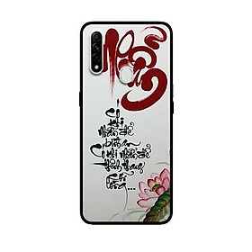 Ốp Lưng in cho Oppo A31 Mẫu Thư Pháp NHẪN Nền Vàng - Hàng Chính Hãng
