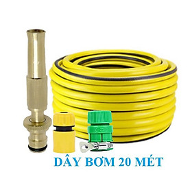 Bộ dây vòi xịt nước rửa xe, tưới cây . tăng áp 3 lần, loại 20m 206587 cút sập, nối PE