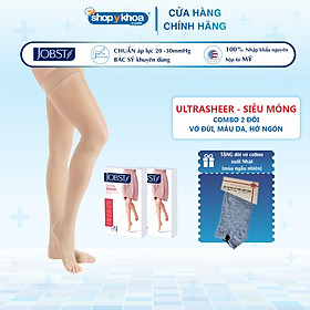 Combo 2 đôi Vớ y khoa đùi silicone JOBST UltraSheer - Siêu mỏng, màu da,hở ngón, 20-30mmHg, giãn tĩnh mạch chân (tất y khoa)