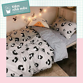 Bộ Chăn Ga Gối Cotton 3Dm6/m8/2m-Tiệm Nhà MêuSet 4 Món 2 Vỏ gối ,drap , vỏ chăn Cotton 80%Hoạ Tiết Da Báo