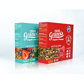 Ăn Liền Không Nấu OHH Granola - Ngũ Cốc Tập Gym  Hoa Quả Sấy Khô + Ngũ Cốc Tăng Cơ Yến mạch, mắc ca, hạt óc chó,danh chế độ Eat Clean Combo 02 x Hộp 250g, Tiêu chuẩn chất lượng FDA Hoa Kỳ