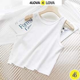 Áo croptop nữ ba lỗ 4LOVA kiểu ôm sát nách chất liệu cotton cao cấp thoáng mát, mềm mại