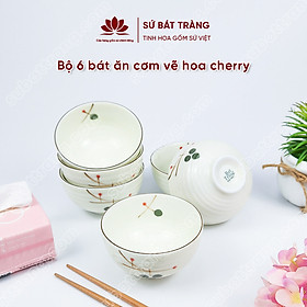 Mua Bộ bát ăn cơm vẽ hoa cherry sứ Bát Tràng đẹp - Bộ 10 và 6 bát