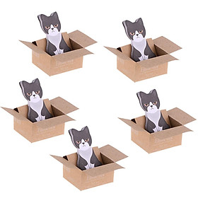5 Pieces Cute Kawaii Cartoon Box 3D Cat Memo Pad Sticky Note Self-Stick Gift