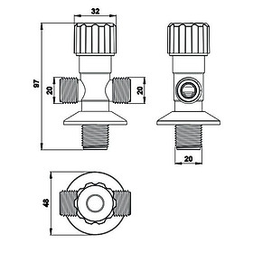 DV01 - Van chia nước, van khoá nước 3 đầu chờ