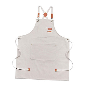 Canvas Apron with Pockets Cross Back Bib Apron for Painting Work Shop Baking