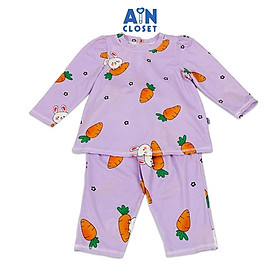 Bộ quần áo Dài bé gái họa tiết Thỏ Carrot Tím thun cotton - AICDBGDI1RW8 - AIN Closet