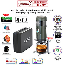 Máy pha cà phê cầm tay Espresso mini 3 trong 1, thương hiệu Mỹ HiBREW cao cấp H4A và H4B - HÀNG CHÍNH HÃNG