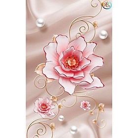 Mua Tranh dán tường HOA 3D khổ dọc - vải lụa phủ kim sa (Kích thước theo yêu cầu
