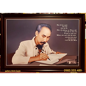 BÁC HỒ NGỒI LÀM VIỆC - TRANH IN DẦU