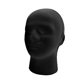 Male Mannequin Head Round Base Foam Black for Display Jewelry Headwear