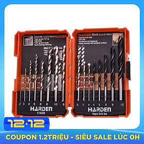 Bộ 16 Mũi Khoan Sắt, Khoan Bê Tông, Khoan Gỗ HARDEN 610289 được làm từ chất liệu thép chuyên dụng, sản phẩm đựng trong hộp nhựa tiện lợi và chắc chắn