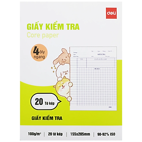 Giấy Kiểm Tra 4 Ôly 205*155 2 Màu Cn605 (5T/X)(0639-Deli) - 20 Tờ Kép