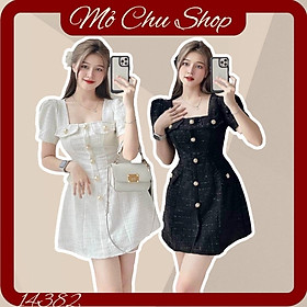 ĐẦM XÒE BỐ CỔ VUÔNG PHỐI NÚT  14387