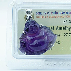 Mặt Dây Chuyền Phật Di Lặc Thạch Anh Tím Amethyst Tự Nhiên Kiểm Định
