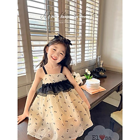 Váy bé gái 2 dây chấm bi nơ 8-26kg