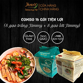 Combo 8 gói bún gạo Jimmy túi 250 gram + 8 gói bún gạo lứt Jimmy túi 250