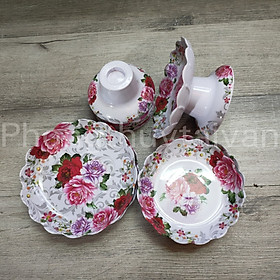 Mua Dĩa trái cây mica Hoa Mẫu Đơn 15cm  17cm - thờ cúng