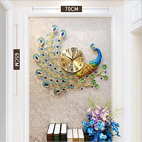 Đồng hồ treo tường Chim công nhảy múa KT70*65cm