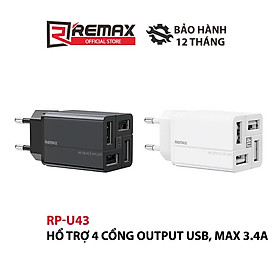 Mua Củ sạc nhanh 4 cổng ra USB công suất 3.4A Remax RP-U43 - Hàng chính hãng