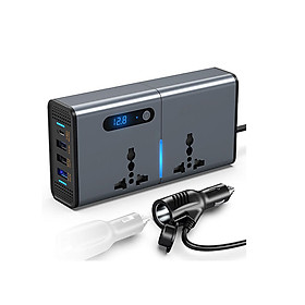 Mua Bộ Chuyển Đổi Nguồn oto 200W- IVERTER 2V/24V – 220V (3USB  TYPE C  2 AC) CI02 giao hành nhanh