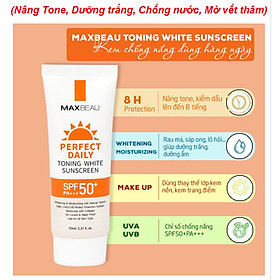 Kem Chống Nắng Dưỡng Trắng Da, Nâng Tone, Không Bết Dính MAXBEAU Toning White Sunscreen SPF 50 PA+++ Hàn Quốc 70ml