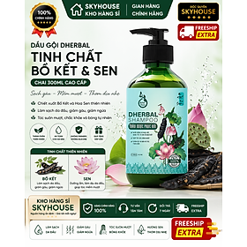 Dầu gội thảo dược thiên nhiên tinh chất sen bồ kết độc quyền DHERBAL chai 300ml dầu gội phục hồi tóc hư tổn chính hãng